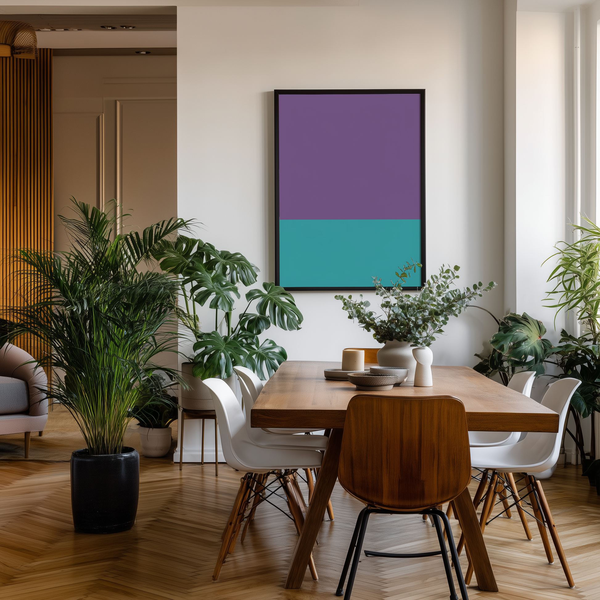Wandbild Trend Blocks Lilac Turquoise Poster Colorful Artwork, minimalistisches modernes Design, ideal für stilvolle Raumgestaltung.